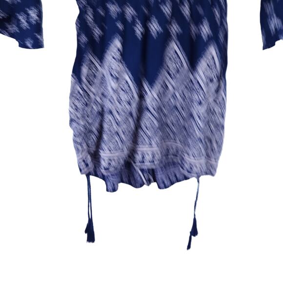 NEW Band Of Gypsies Short Romper Medium Blue Printed, Bell Sleeve, Festival Boho - Picture 3 of 4